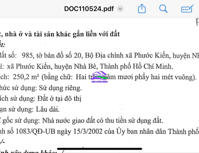 Đất khu THÁI SƠN, 63tr/m2, 10x25m, xã Phước kiểng, Nhà Bè, 