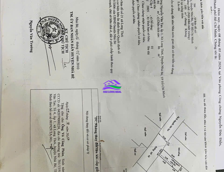 Nhà giá: 3,5ty, DT: 5*20m, đường Nguyễn Văn Tạo, xã Long Thới, Nhà Bè 