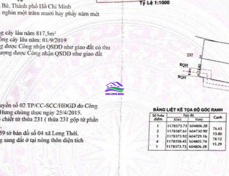 Đất giá: 12ty, DT: 1170m2, thổ cư 300m2, ngang 15x77m, Đường XƯƠNG CÁ 2 - NGÔ QUANG THẮM, Nhà Bè 