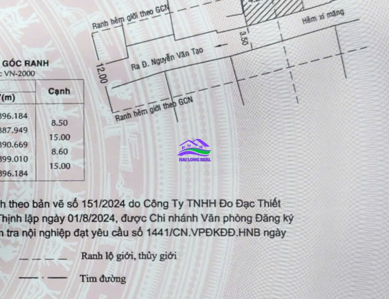 Đất đường NGUYỄN VĂN TẠO, giá: 2,6 tỷ, diện tích: 8,5x19m, nhà bè 