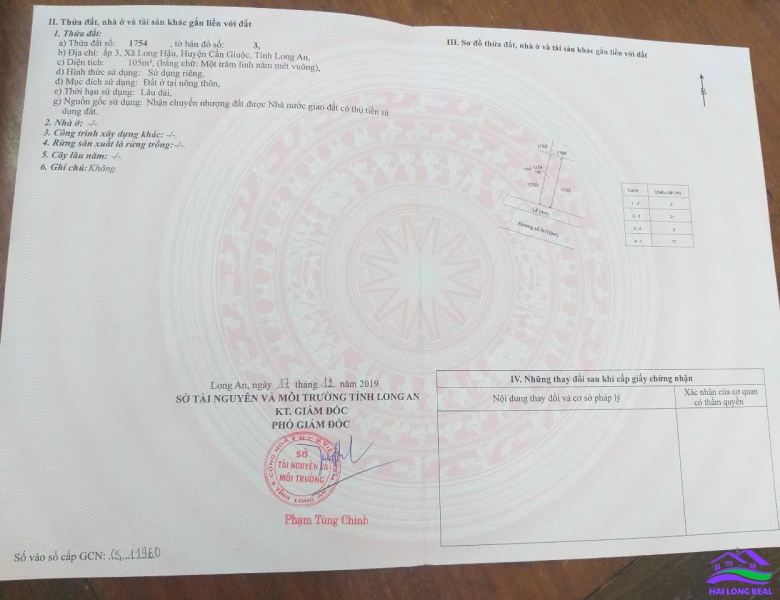 HAILONGREAL: Đất giá: 3ty, DT: 5*20m, đường 16m - N11, nền số 19, cạnh chợ, KCN Long Hậu,