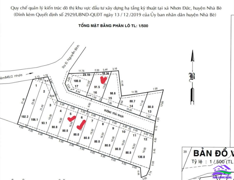 HAILONGREAL: 5 lô đường Nguyễn Bình, 80m2/lô, 50tr/m2, Sau công an xã Nhơn Đức, Nhà Bè 
