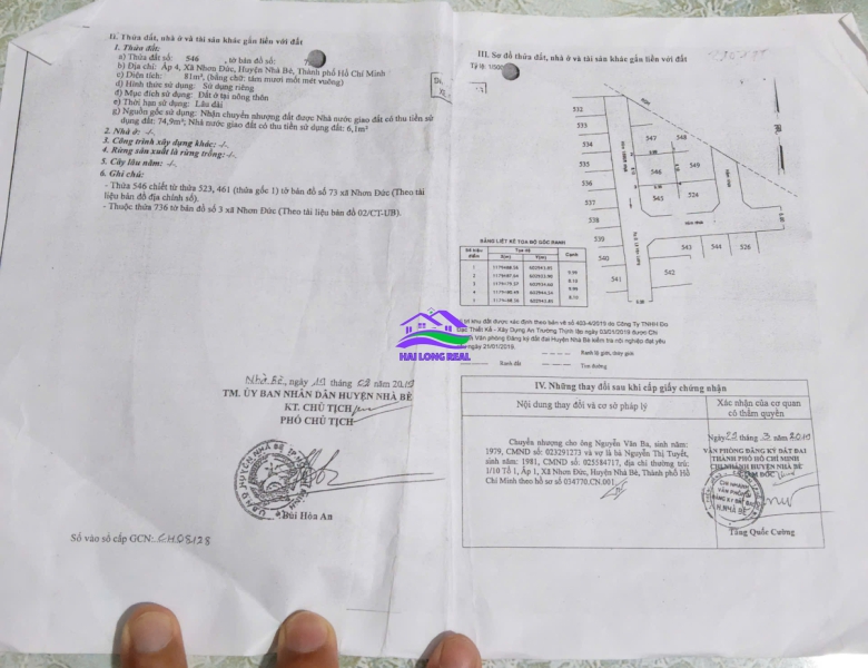 HAILONGREA: ĐẤT 1902/ LÊ VĂN LƯƠNG, 3.65TY, DT: 8X11M, ĐƯỜNG 8M