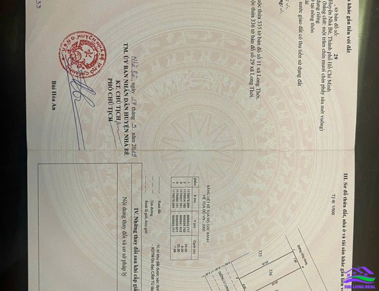 HAILONGREAL: Đất giá: 38tr/m2, DT: 8*25m, đường 12m, khu 526/ Nguyễn Văn Tạo, Nhà Bè 