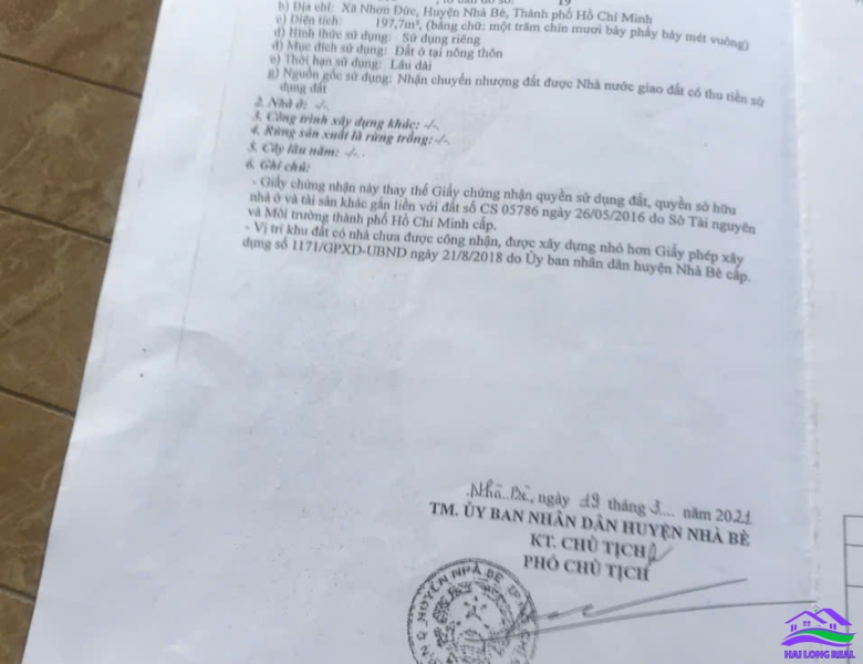 HAILONGREAL: ĐẤT 5x22m, GIÁ: 50tr/m2, ĐƯỜNG 24m, KHU 28HA, LÊ THỊ TÁM, NHÀ BÈ