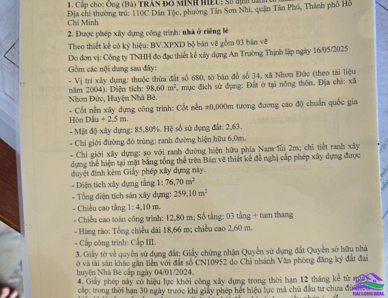 HAILONGREAL: 5 lô đường Nguyễn Bình, 80m2/lô, 50tr/m2, Sau công an xã Nhơn Đức, Nhà Bè 