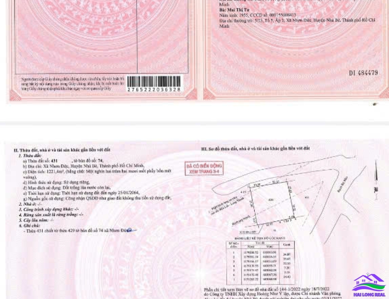 HAILONGREAL; Đất đường đá 6m, Giá: 5tr/m2, DT: 2440m2, ngang 75m, dài 30m, đường lê văn lương vào 30m, xã nhơn đức, nhà bè