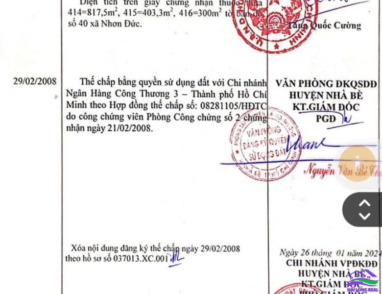 HAILONGREAL: Đất giá: 35ty, DT: 1500m2, thổ cư 300m2, mặt tiền đường Nguyễn Bình, xã long thới, nhà bè.