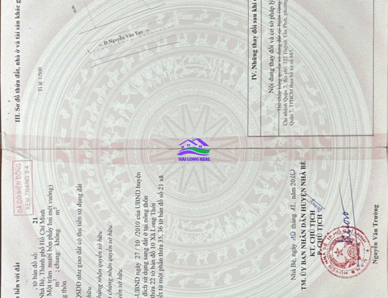 HAILONGREAL: Nhà mặt tiền đường Nguyễn Văn Tạo, Giá: 20ty, DT: 474m2, thổ cư 255m2, Xã Long Thới, Nhà Bè 