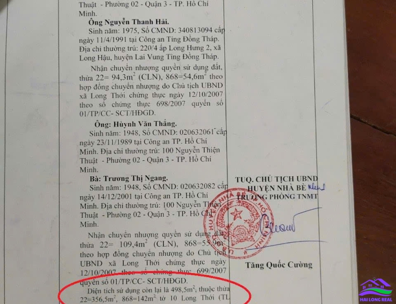 HAILONGREAL: Nhà giá: 20ty, DT: 474m2, ngang 18m, có nhà 3 tầng+ 2 mặt bằng, mặt tiền đường Nguyễn Văn Tạo, Nhà Bè 