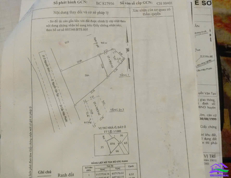 HAILONGREAL: Nhà giá: 20ty, DT: 474m2, ngang 18m, có nhà 3 tầng+ 2 mặt bằng, mặt tiền đường Nguyễn Văn Tạo, Nhà Bè 