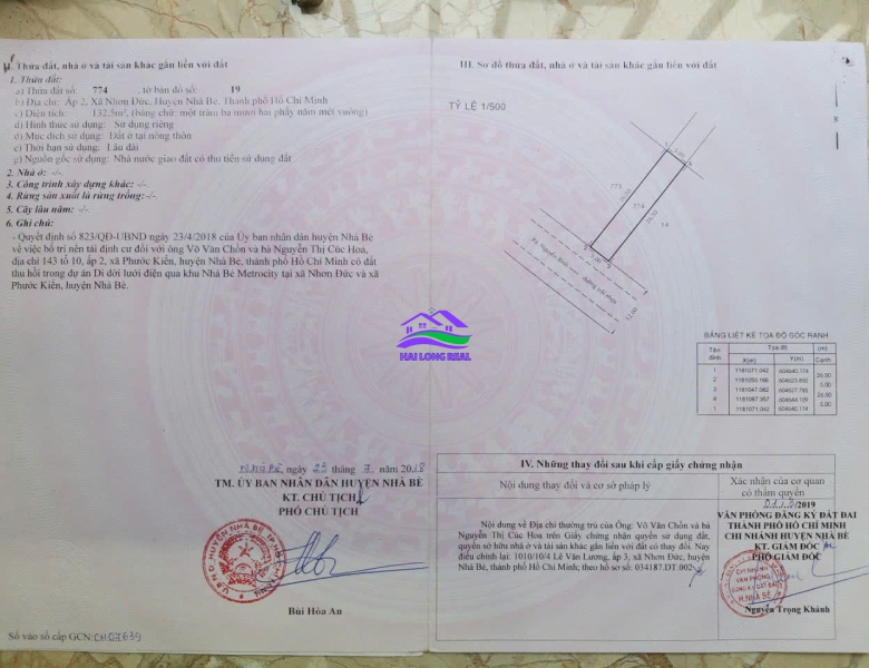 HAILONGREAL: ĐẤT 36tr/m2, DT: 5*26,5m, 132,5m2, ĐƯỜNG 12m, ĐỐI DIỆN TRƯỜNG LÊ LỢI, KHU 2HA 