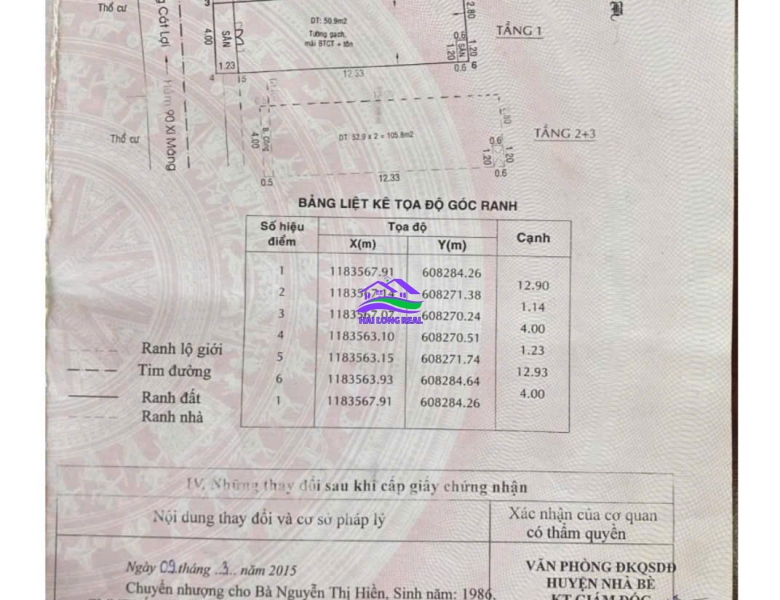 HAILONGREAL: NHÀ 6.95TY, DT: 4X15M, 4 TẦNG, 90/3 DƯƠNG CÁT LỢI, TT NHÀ BÈ